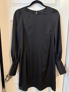 Banana Republic Black Long-Sleeve Shift Dress with Puff Sleeves